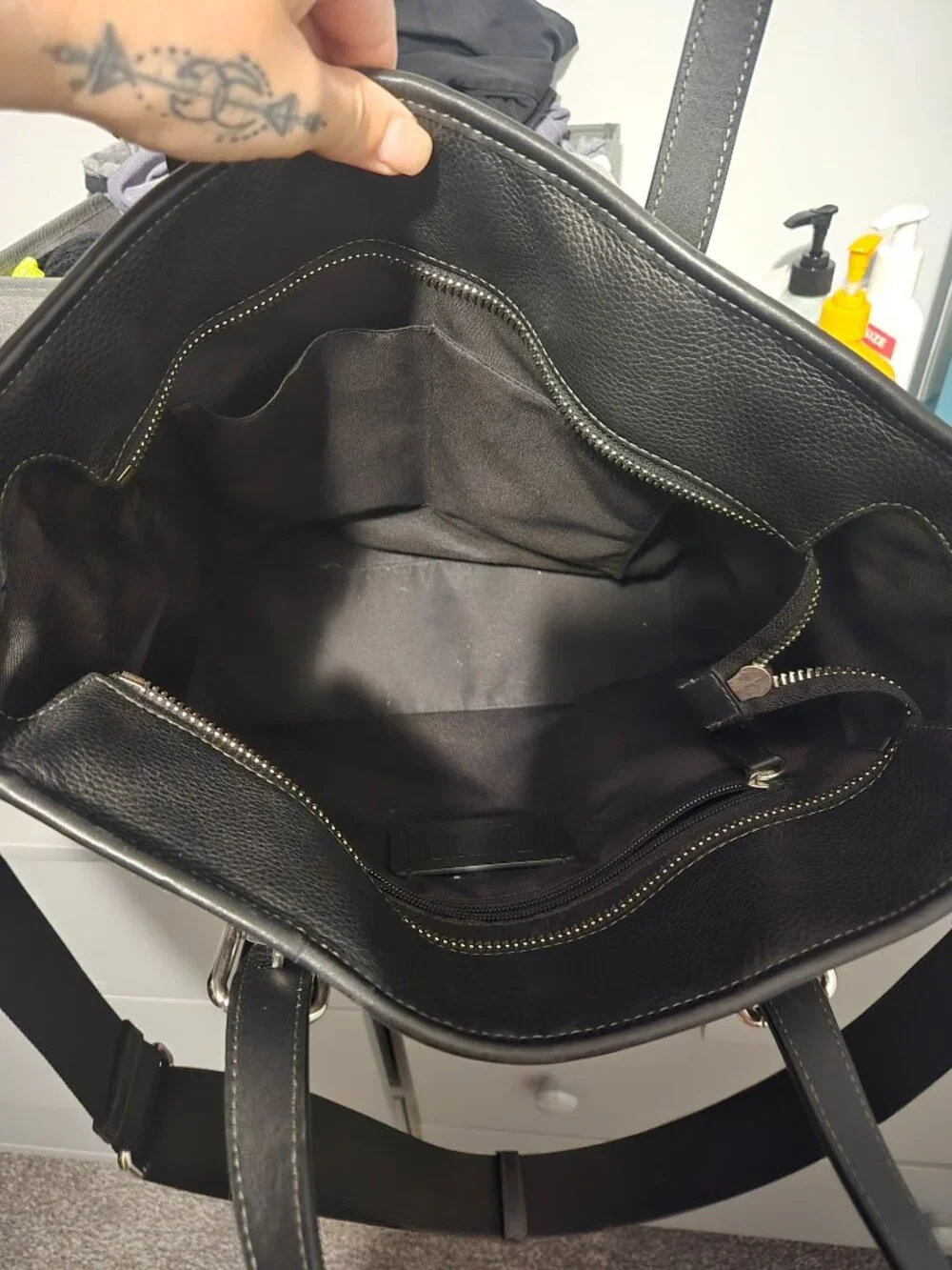COACH CR325 Sprint Tote Bag in Signature Jacquard Silver/Charcoal/Black